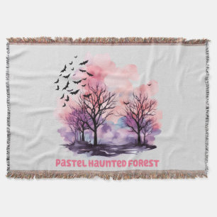 Pastel Haunted Forest – Spooky-Cute Pastel Purple Throw Blanket