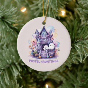 Pastel Hauntings – Cute Pastel Purple House Ceramic Tree Decoration