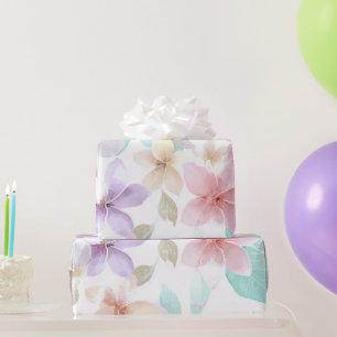 Pastel Hawaii Plumeria Purple Green Frangipani Wrapping Paper