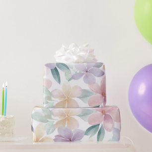 Pastel Hawaii Plumeria Purple Green Frangipani Wrapping Paper