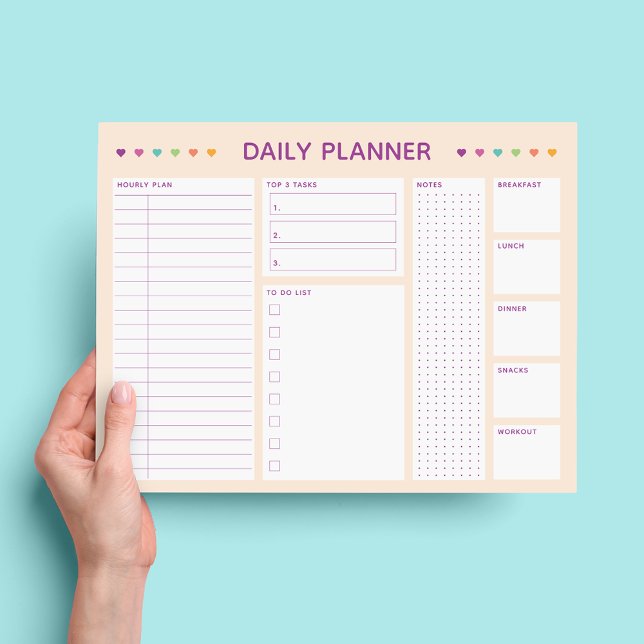 Pastel Heart Daily Planner Notepad (Creator Uploaded)