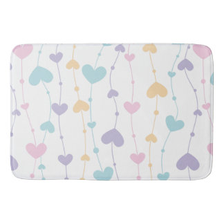 Pastel Heart Garland Bath Mat - Soft Aesthetic Bat
