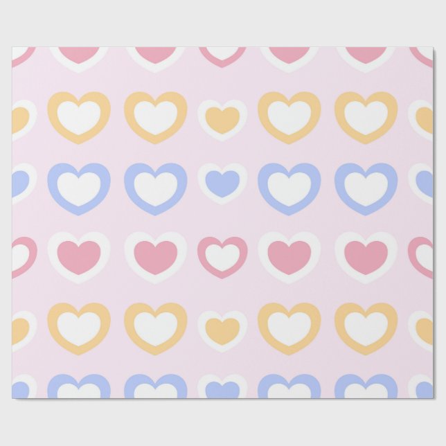 Pastel Heart Pattern Wrapping Paper (Flat)
