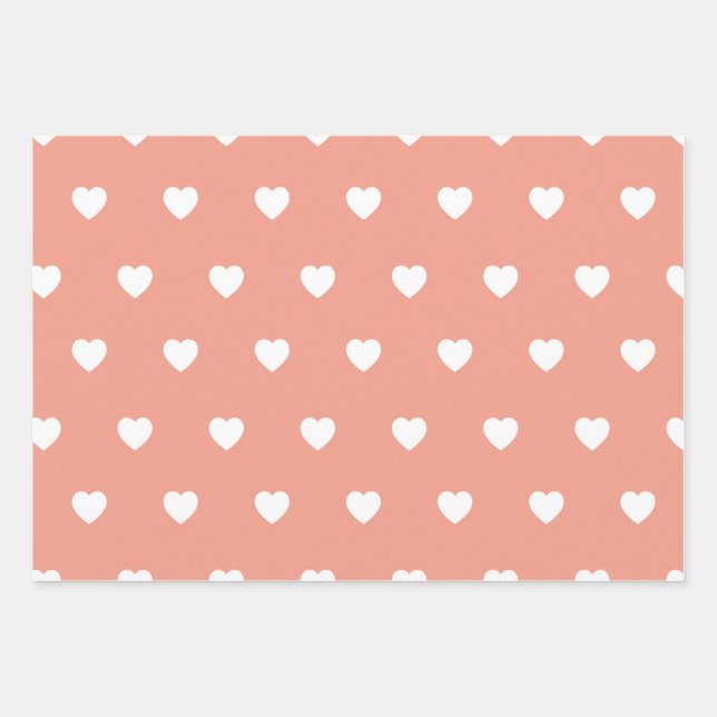 Pastel Heart Pattern Wrapping Paper Sheet (Front 3)