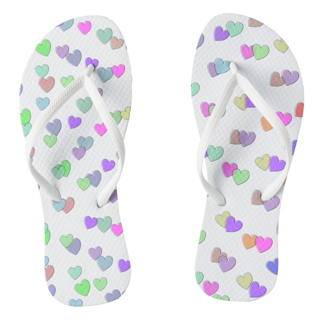 Pastel Heart Shape Pattern  Jandals (Footbed)