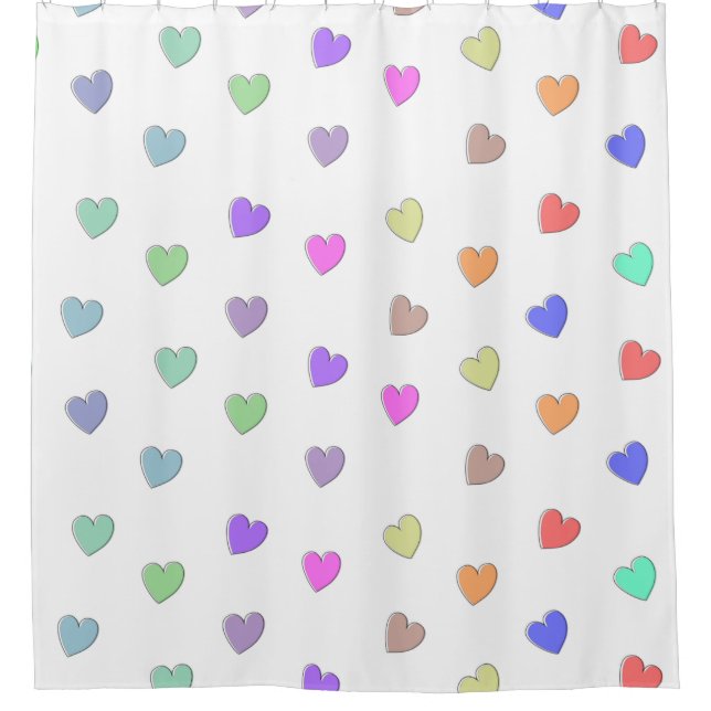 Pastel Heart Shape Pattern Shower Curtain (Front)