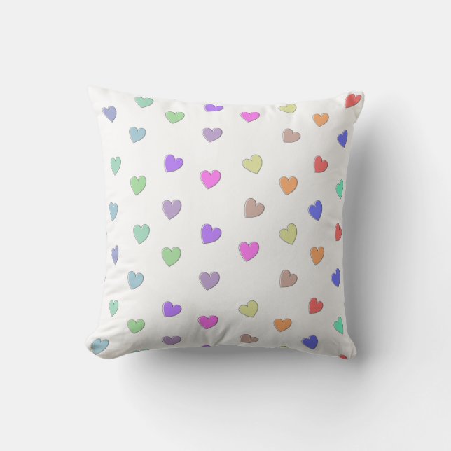 Pastel Heart Shape Pattern Throw Pillow (Front)