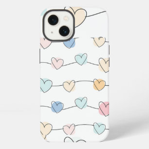 Pastel Heart Strings Pattern Cute Minimalist iPhone 13 Case
