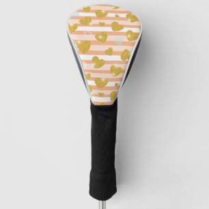 Pastel Heart Stripes Glitter Style Pattern (12) Golf Head Cover