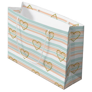 Pastel Heart Stripes Glitter Style Pattern (16) Large Gift Bag