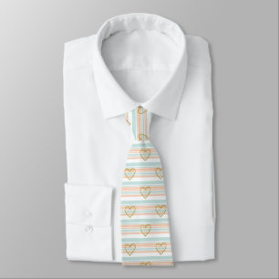 Pastel Heart Stripes Glitter Style Pattern (16) Tie