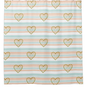 Pastel Heart Stripes Glitter Style Pattern (17) Shower Curtain