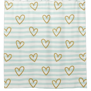 Pastel Heart Stripes Glitter Style Pattern (1) Shower Curtain