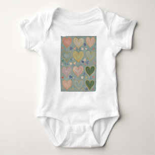 Pastel Heart Tapestry Baby Bodysuit