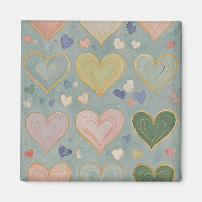 Pastel Heart Tapestry Magnet (Front)