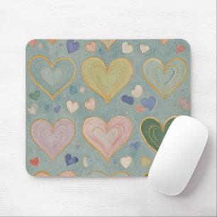 Pastel Heart Tapestry Mouse Pad