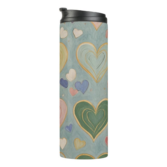 Pastel Heart Tapestry Thermal Tumbler (Rotated Right)