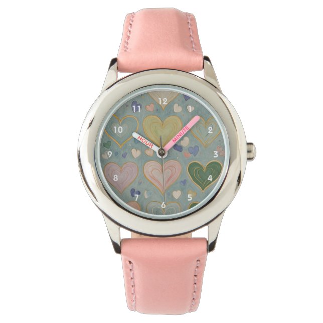 Pastel Heart Tapestry Watch (Front)