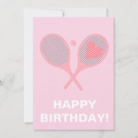 Pastel Heart Tennis Player Racquets Ball Birthday