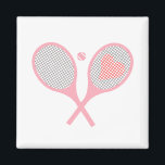 Pastel Heart Tennis Player Racquets Ball Design   Magnet<br><div class="desc">Classic and elegant, pink Tennis Rackets with heart For Her | Summer Tennis Court. Gift for tennis player, pink racquet tennis match on a white background. Personalised Gift for a tennis player. Trendy tennis players home decor. Trendy modern tennis player gifts. Cool retro modern gift for your school tennis coach...</div>