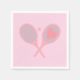 Pastel Heart Tennis Player Racquets Ball Design   Napkin