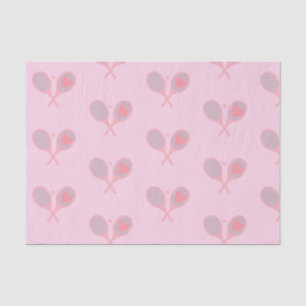 Pastel Heart Tennis Player Racquets Ball Design Tissue Paper