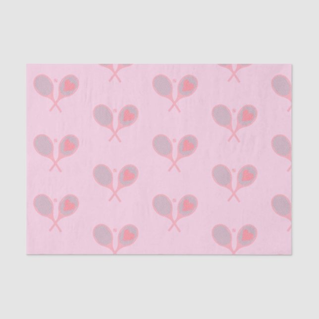 Pastel Heart Tennis Player Racquets Ball Design  Tissue Paper (Front)