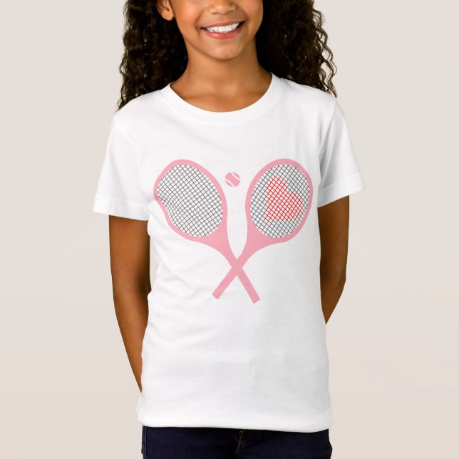 Pastel Heart Tennis Player Racquets Ball Girl T-Shirt (Front)