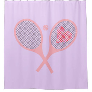 Pastel Heart Tennis Player Racquets Ball Lilac Shower Curtain