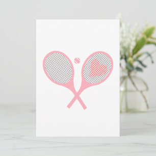 Pastel Heart Tennis Racquets And Ball Design  Invitation