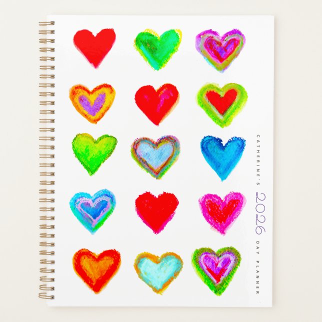 Pastel Hearts 2026 Day Planner (Front)