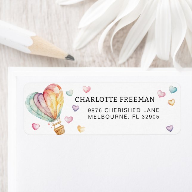 Pastel Hearts Baby Shower Address Label (Insitu)