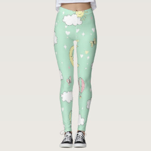 Pastel Hearts & Clouds Watercolor Dream (11) Leggings
