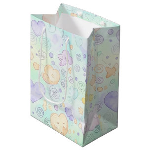 Pastel Hearts & Clouds Watercolor Dream (2) Medium Gift Bag