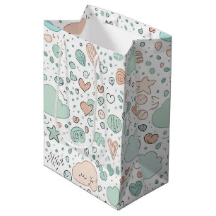 Pastel Hearts & Clouds Watercolor Dream (3) Medium Gift Bag