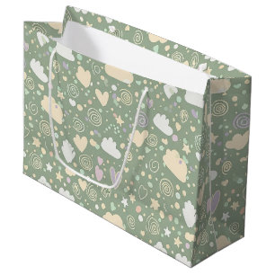 Pastel Hearts & Clouds Watercolor Dream (4) Large Gift Bag