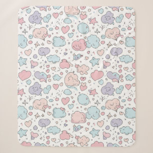 Pastel Hearts & Clouds Watercolor Dream (5) Sherpa Blanket