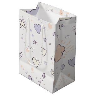 Pastel Hearts & Clouds Watercolor Dream (7) Medium Gift Bag