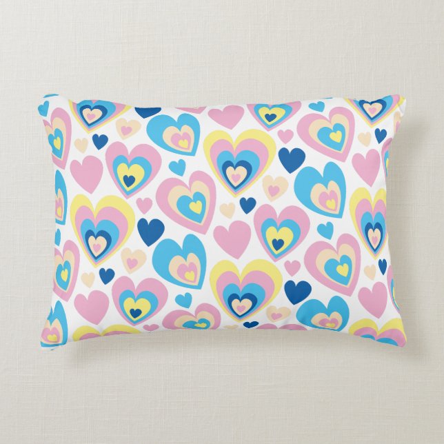 Pastel Hearts. Decorative Cushion (Front)