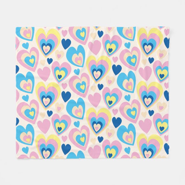 Pastel Hearts. Fleece Blanket (Front (Horizontal))