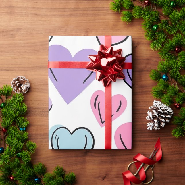 Pastel Hearts Love Wrapping Paper (Holiday Gift)