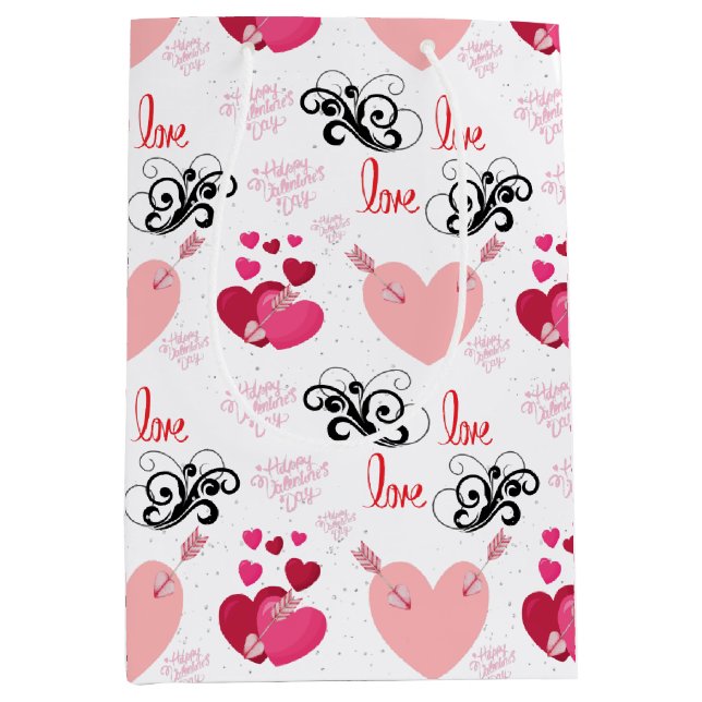 Pastel Hearts Pattern Medium Gift Bag (Front)