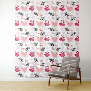 Pastel Hearts Pattern Tapestry