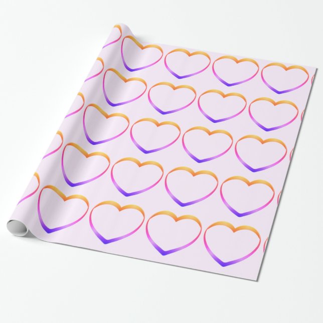 Pastel Hearts Pink Wrapping Paper (Unrolled)