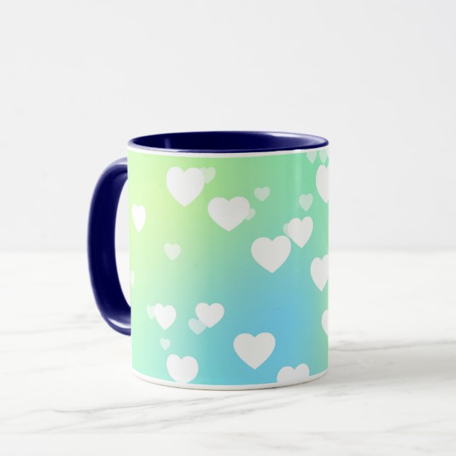 Pastel hearts two toned coffee & tea  mug (Front Left)