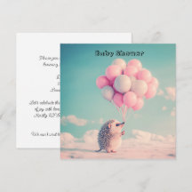 Pastel Hedgehog Balloon Baby Shower Greeting
