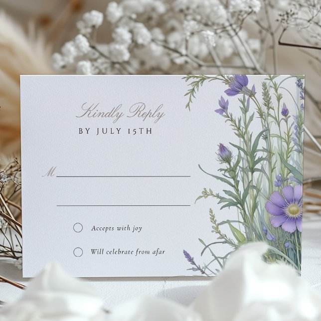Pastel Herbal Garden Wedding RSVP Card (Creator Uploaded)
