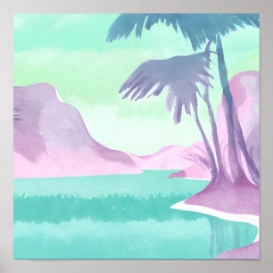 Pastel hidden lagoon poster