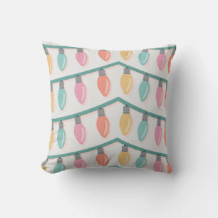 Pastel Holiday Lights Seamless Pattern Cushion