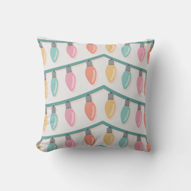 Pastel Holiday Lights Seamless Pattern Cushion (Front)